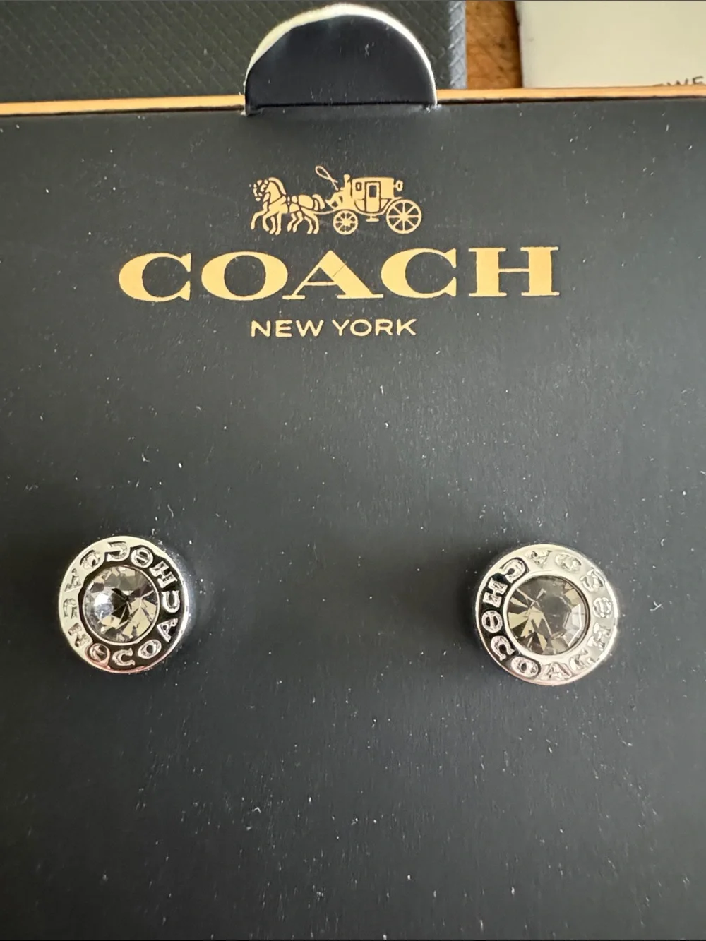 Coach Silver Crystal Cuff Links